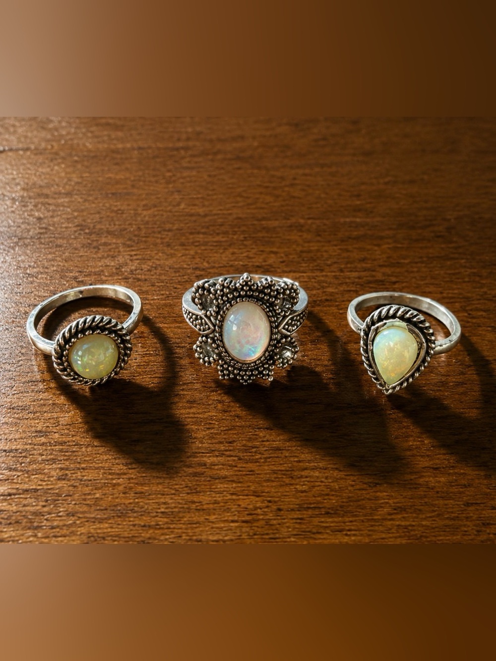 Opal Cabochon Rings in SilverTone — Vintage-Inspired